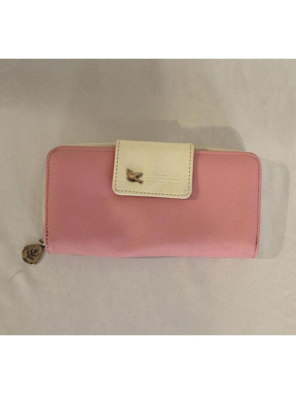 Jessica Simpson Pink Zip Around Wallet Colorblock Faux Leather